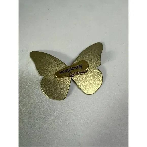Vintage Neiman Marcus Gold Tone Butterfly Brooch Scarf Clip - Picture 6 of 6